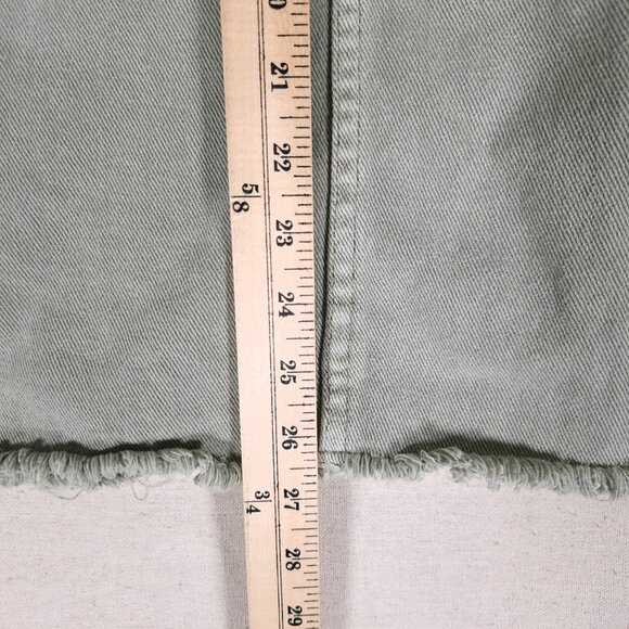 Thread & Supply Frayed Denim Jacket Womens Large Light Green Raw Hems FLAW - Picture 6 of 12